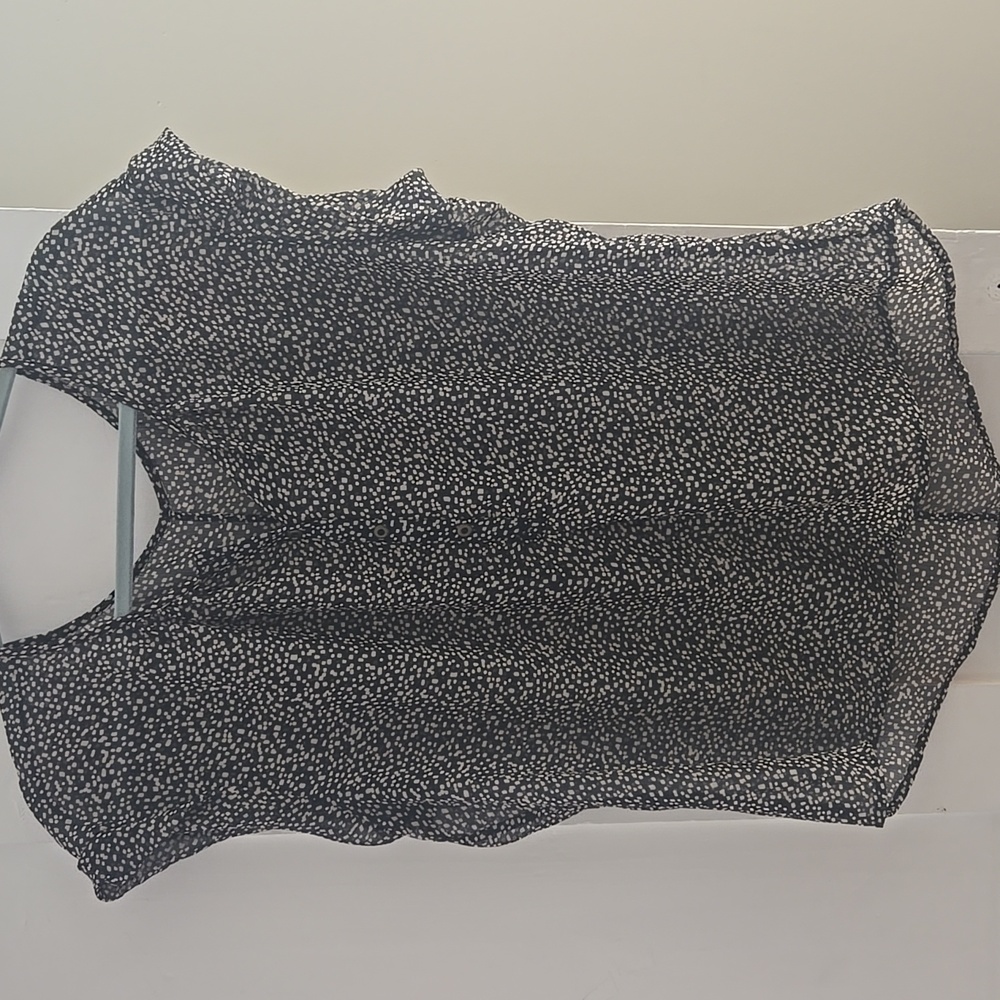 Sheer Patterned Short Sleeve Shirt XL